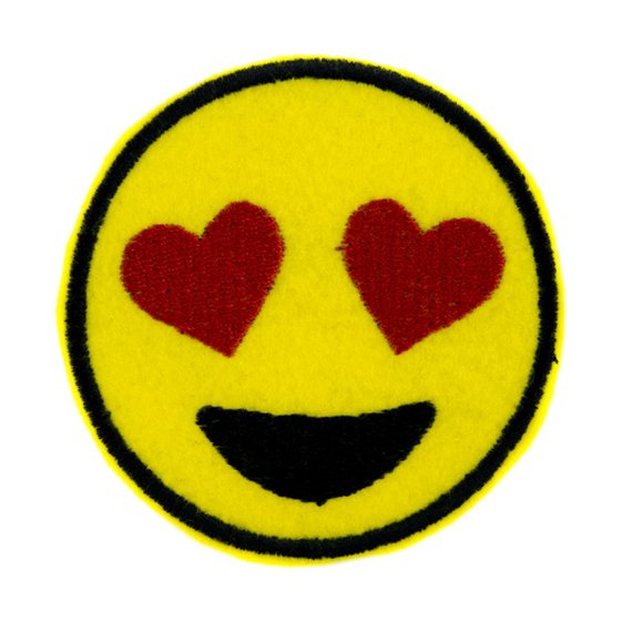 Sexy Heart Eyes Emoji Yellow Iron on Patch Love - Picture 1 of 1